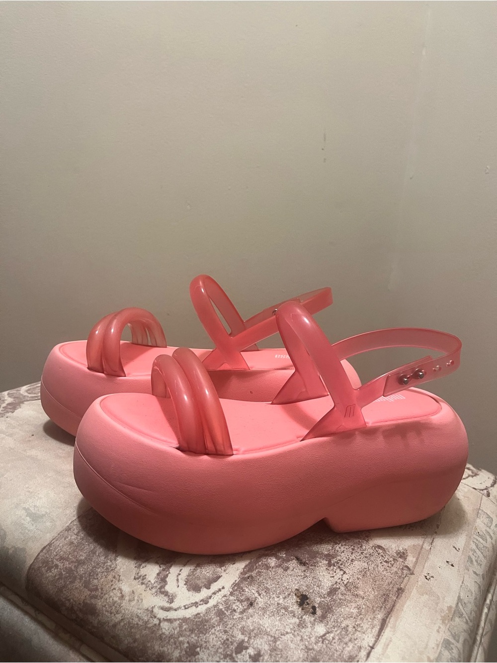 Melissa Coral Pink Platform Jelly Sandals